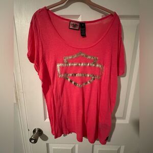 Harley-Davidson Pink Short Sleeve T-shirt - 1W Pink Ribbon Collection